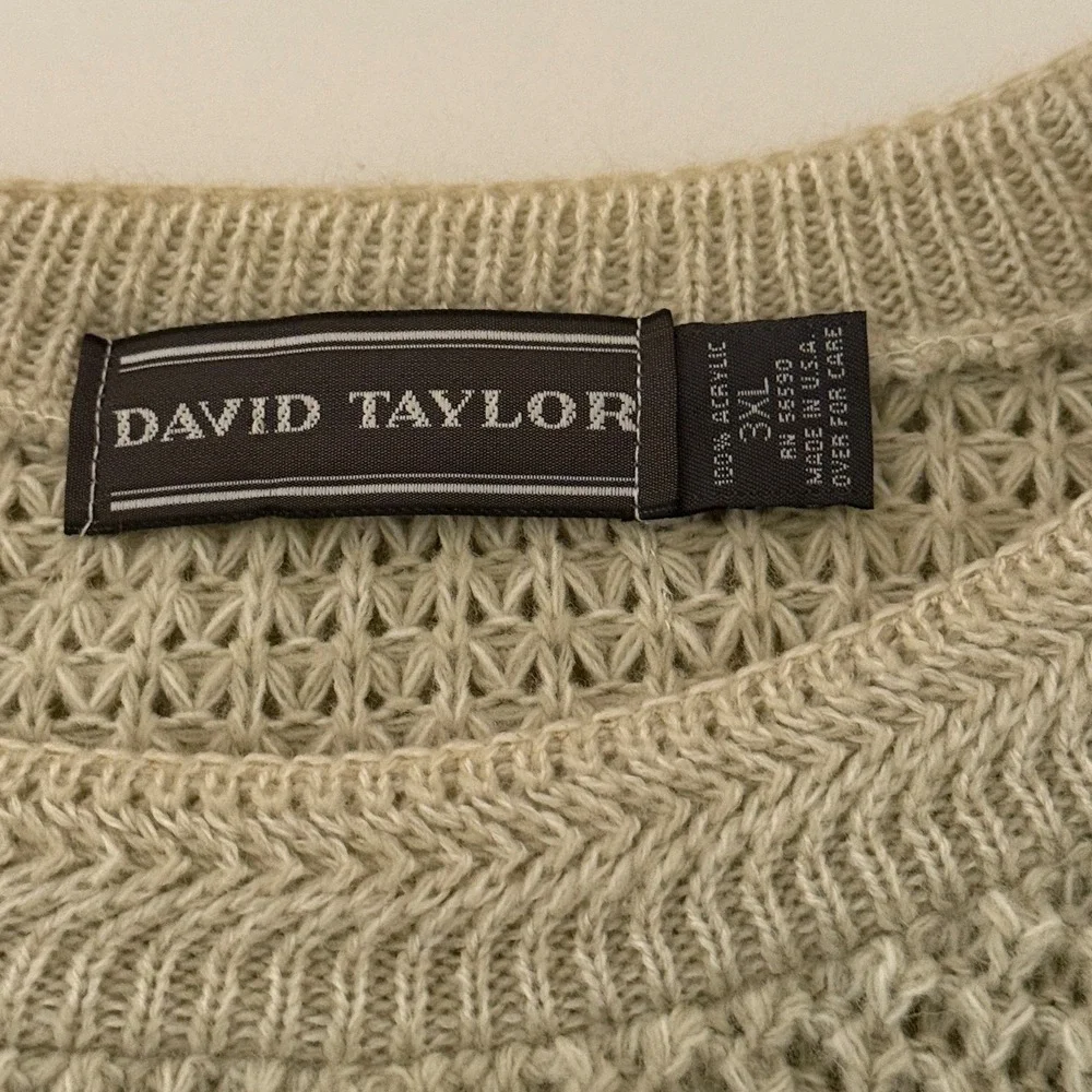 David Taylor Sweater Sz 3XL Chunky Waffle Knit Cozy Gorpcore Dadcore‎